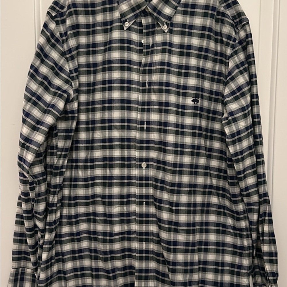 Brooks Brothers Checkered Shirt in Dark Blue and White